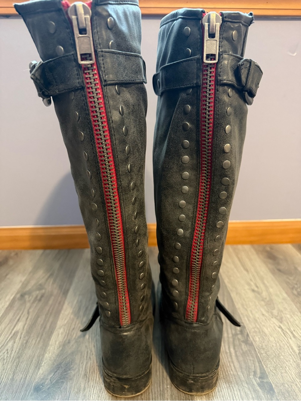 Madden Girl Cactuss Distressed Knee-High Riding Boots Size 8